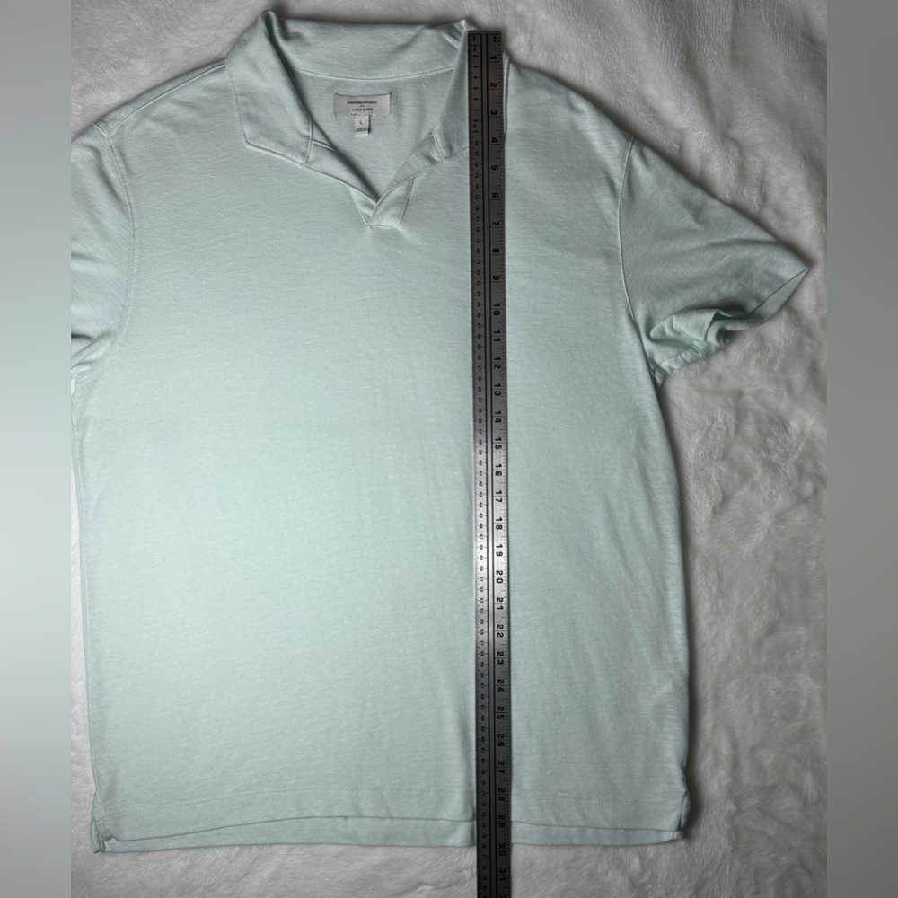 Banana Republic Standard-Fit Linen-Blend Johnny Collar Polo Dew Drop Size Large - Picture 6 of 10